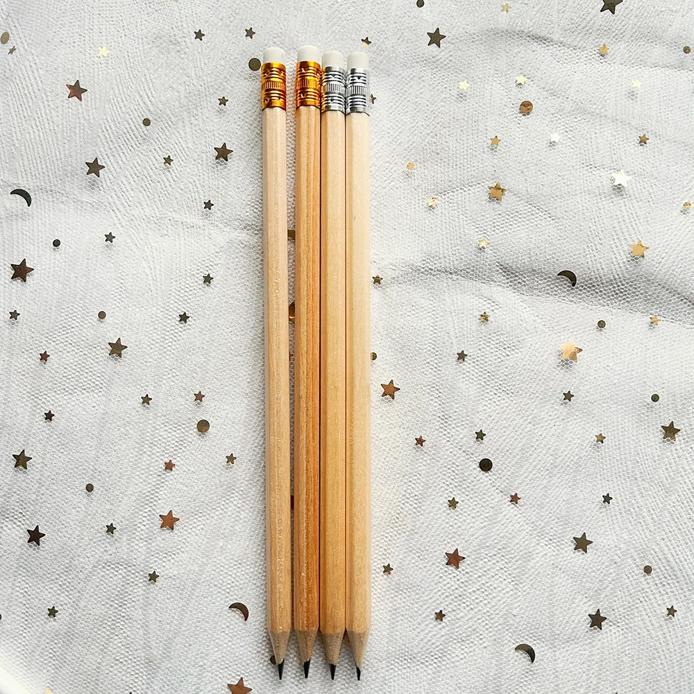 10pcs simpatiche matite di legno con gomme da cancellare matita d'argento per materiale scolastico disegno accessori di cancelleria artistica matite per la scrittura