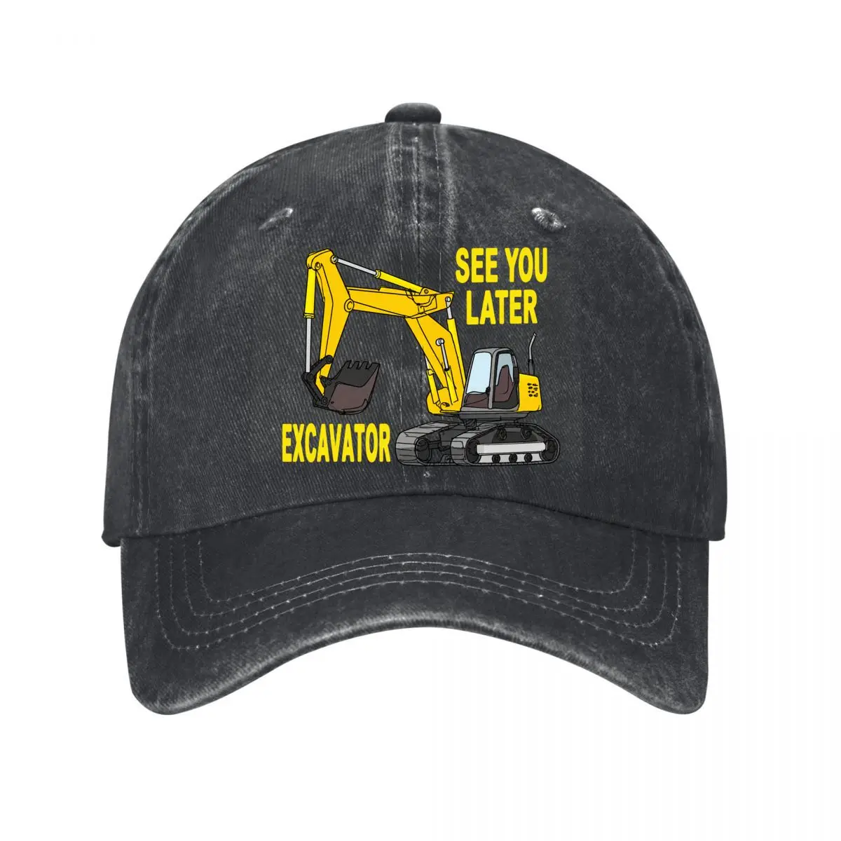 See You Later Excavator Yellow Construction Vehicle New Vintage Washed Cotton Baseball Cap Sun Hats
