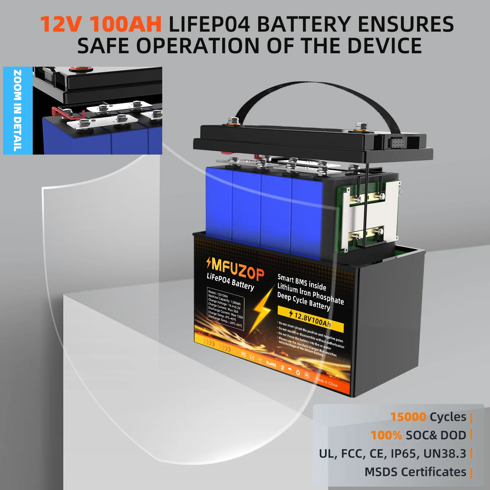 DATOUBOSS 12V LiFePO4 Battery 100Ah 200Ah 300Ah Maintenance-Free Lithium Iron Phosphate Battery for Home Marine Camping Caravan