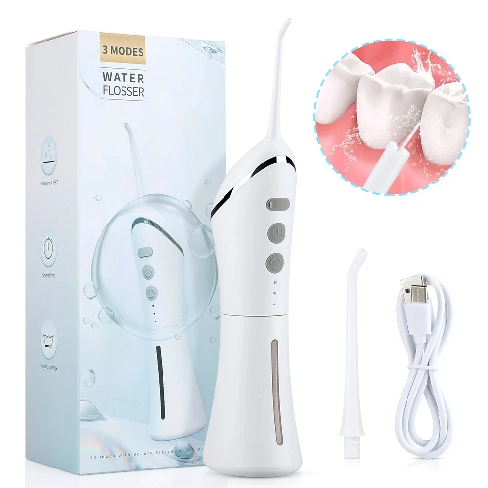 

Portable Oral Irrigator USB Rechargeable 150ml Water Dental Flosser IPX7 3 Modes Irrigator for Cleaning Tooth Teeth Whitening