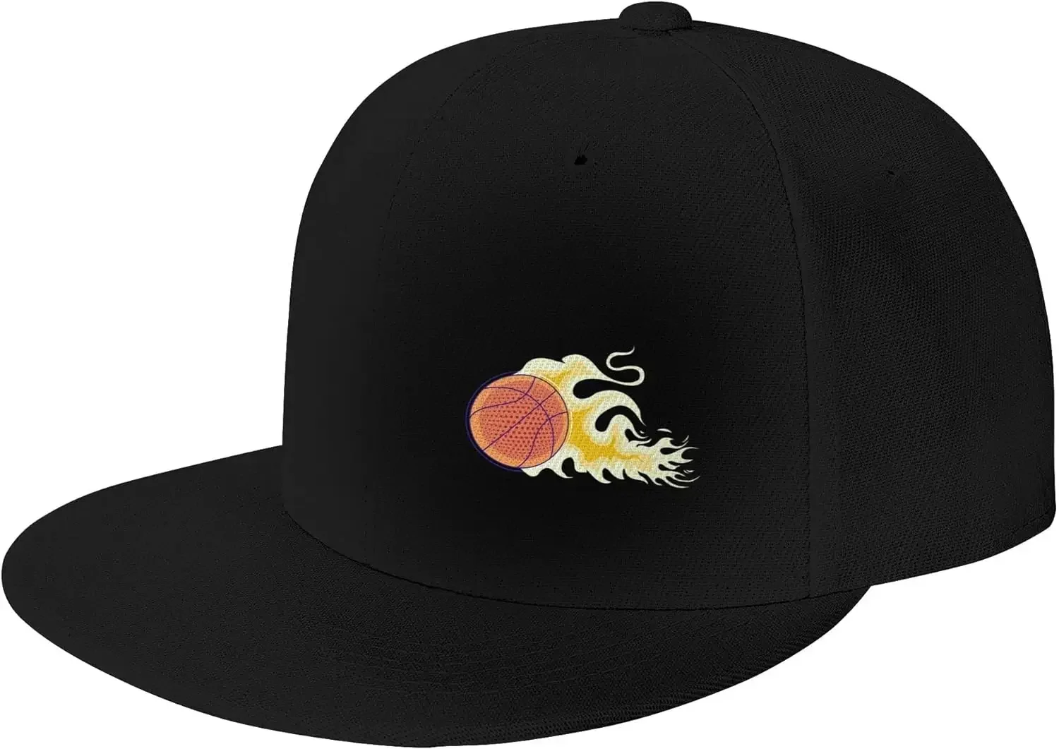 Flat Brim Cap Snapback Hat For Men - Basketball Logo Prints Adjustable Baseball Cap