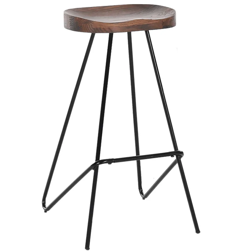 

American vintage Nordic wrought iron bar chair creative bar chair solid wood high stool is simple