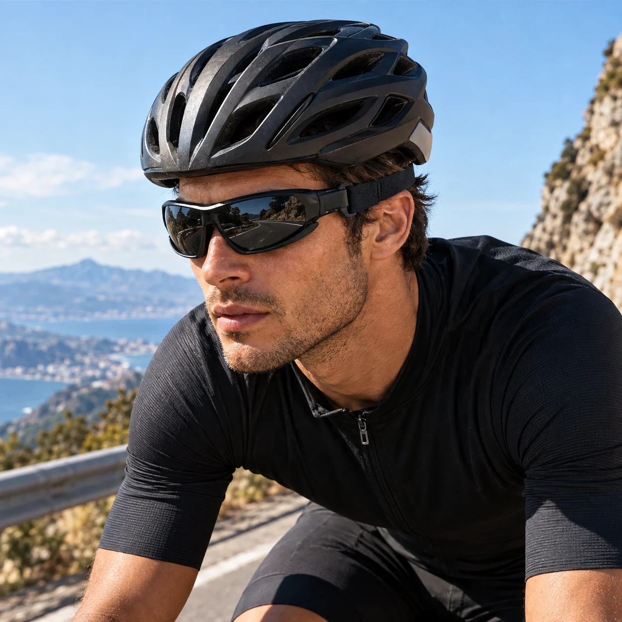 Polarized Sports Sunglasses UV400 Unisex Wraparound Eyewear with Detachable Temples & Strap for Cycling Fishing Driving