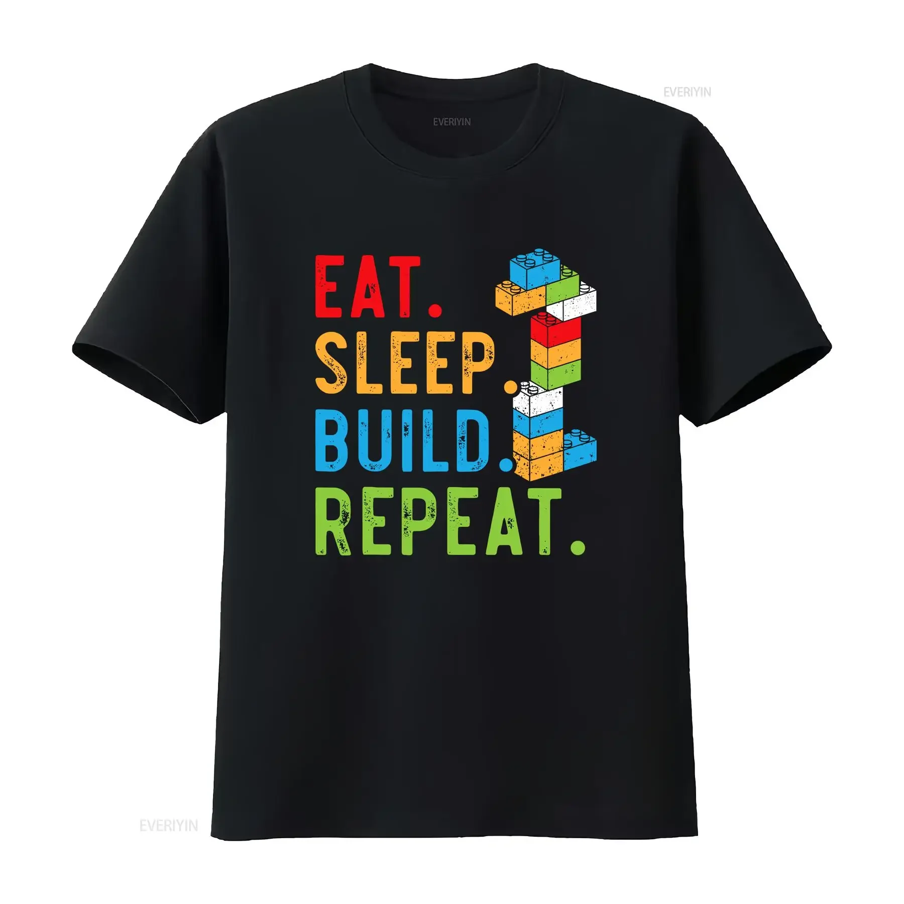 Eat Sleep Build Repeat Master Builder Bricks Blocks T Shirt vintage Washed Comfortable fashion Slightly graphic vintage Washed