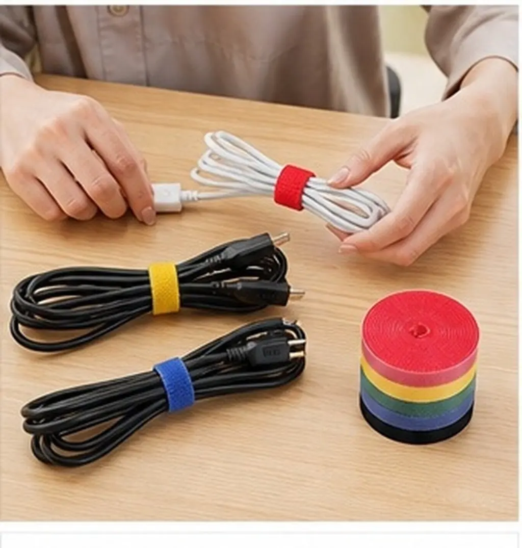 6 Rolls Reusable Cable Tie Hook Loop Fastening Strap Cord Organizer Wire Management Tool Fastening Cable Ties Wire Ties