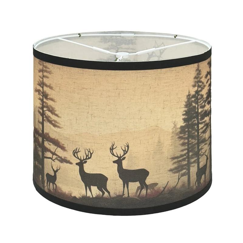 

Lamp Shades Set Of 2,Fabric Lampshades With Deers For Table Lamps,Floor Lamps,Replacement Lampshades