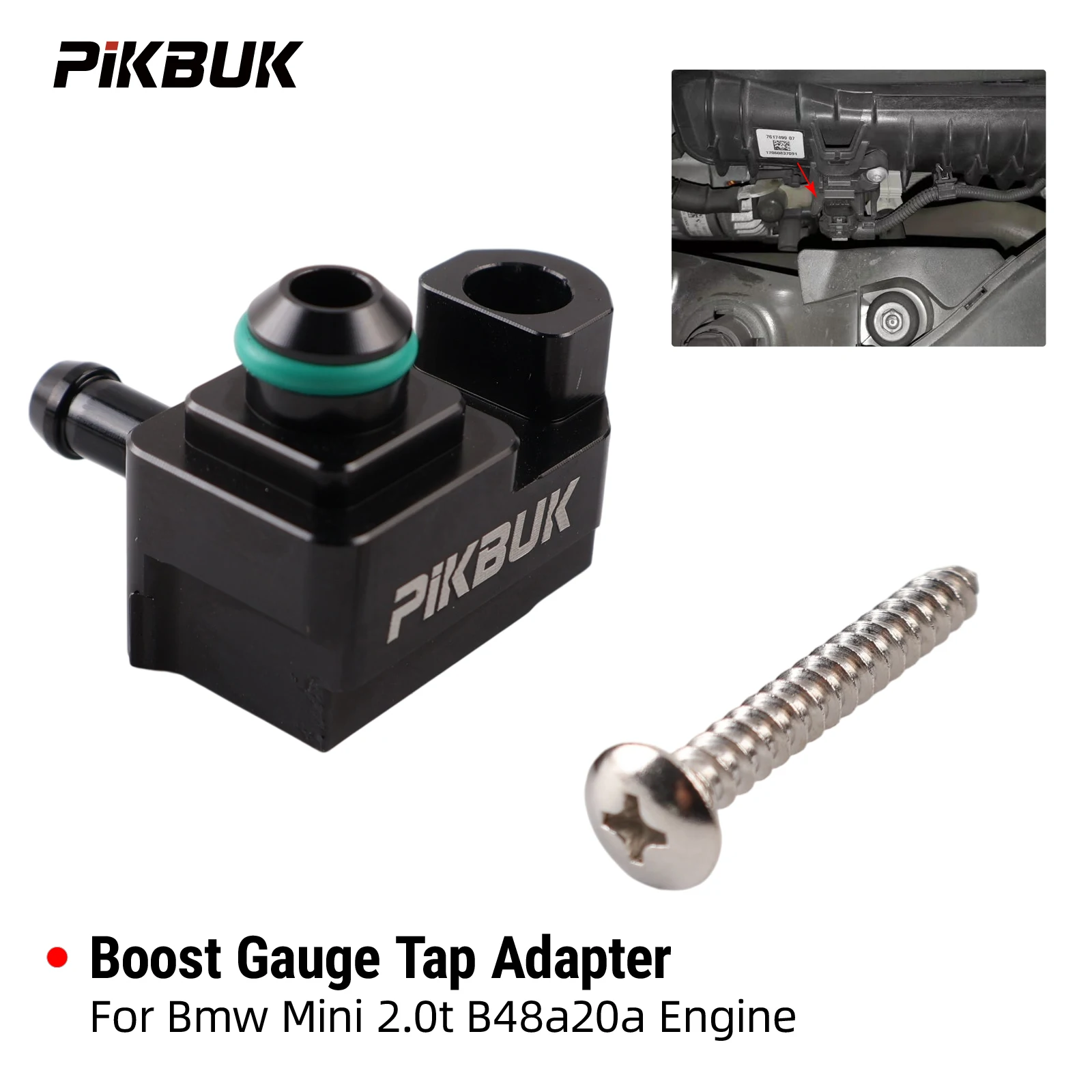 PIKBUK Boost Gauge Tap Adaptor For Bmw Mini 2.0T B48A20A Engine Gauge Blow Off Valve  Aluminum