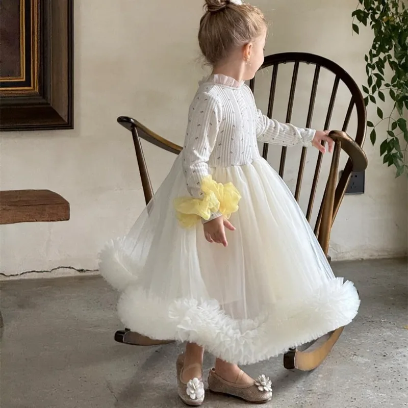 

Girls Dress Long Sleeve Cute Gauze Dresses for Kids 2025 Autumn Children Tutu Dress Toddler Princess Costume Baby Clothes