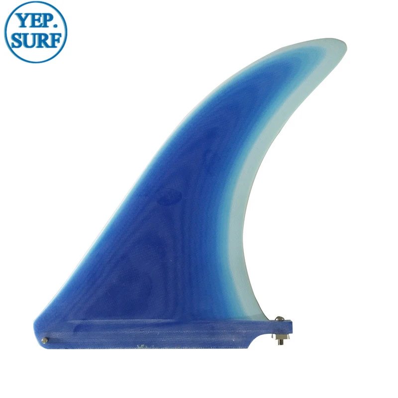 Fiberglass Single Paddleboard Fin for Surfing, Central Surf Fin, Longboard Fin, Black and Blue, 10.25 in