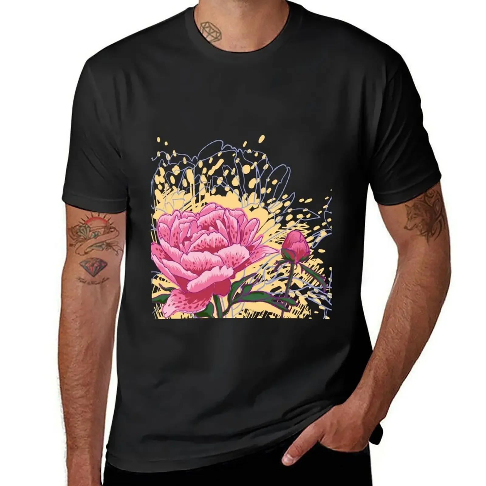 peony flowers T-Shirt customs anime figures street wear tees mens shirts graphic tee