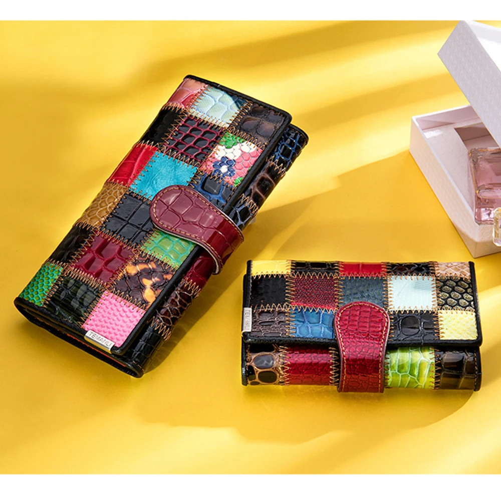 

Newsbirds Fashion Women's Leather Wallet Colorful Female Clutch Bags Genuine Leather Wallet For Women With Card Holder