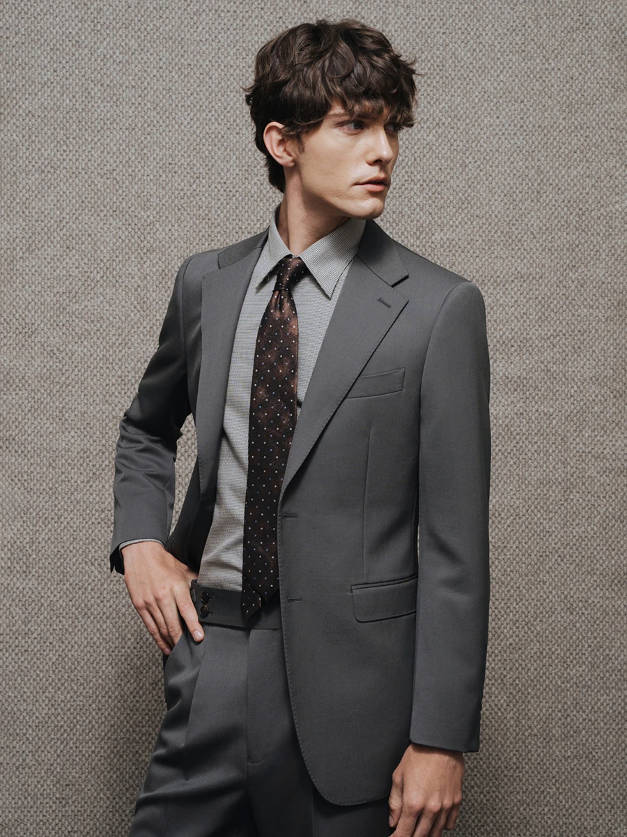 

Мужской утепленный серый костюм из 100% шерсти, деловой свадебный наряд для жениха, деловой пиджак и брюки, коллекция осень-зима 2024, 44 54