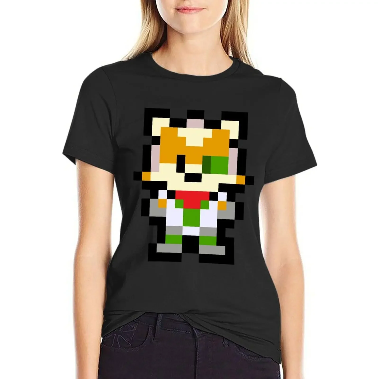 

Pixel Fox McCloud T-Shirt plain sweat summer top funny fashion woman blouse 2025