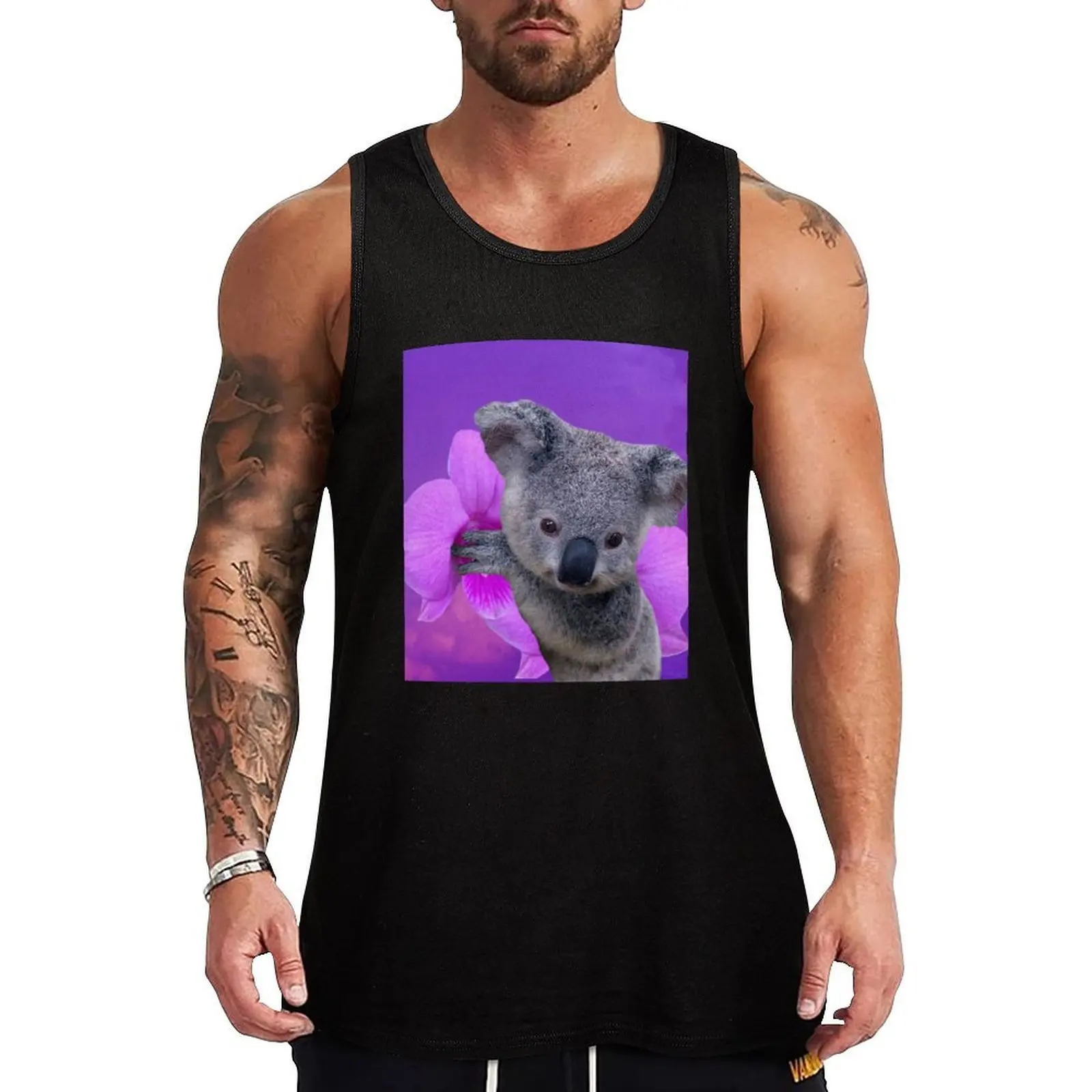 

Koala and Orchids Tank Top t-shirt Men's summer Men's tops Men's sports t-shirt running shirt underwear