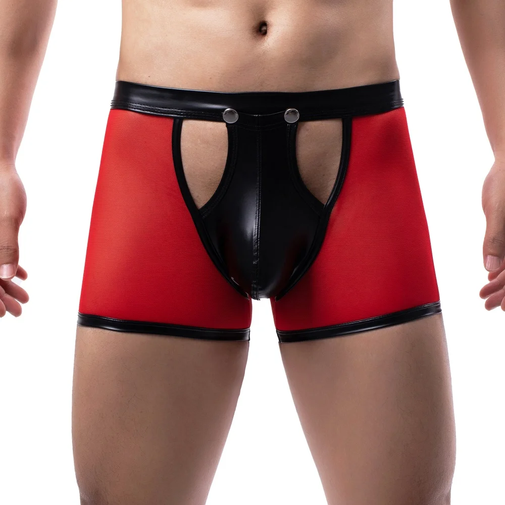 Ultra Thin Mesh See-through Men's Boxer Shorts Sexy Button Open Bulge Pouch Breathable Comfortable Underpants Mens Underwear