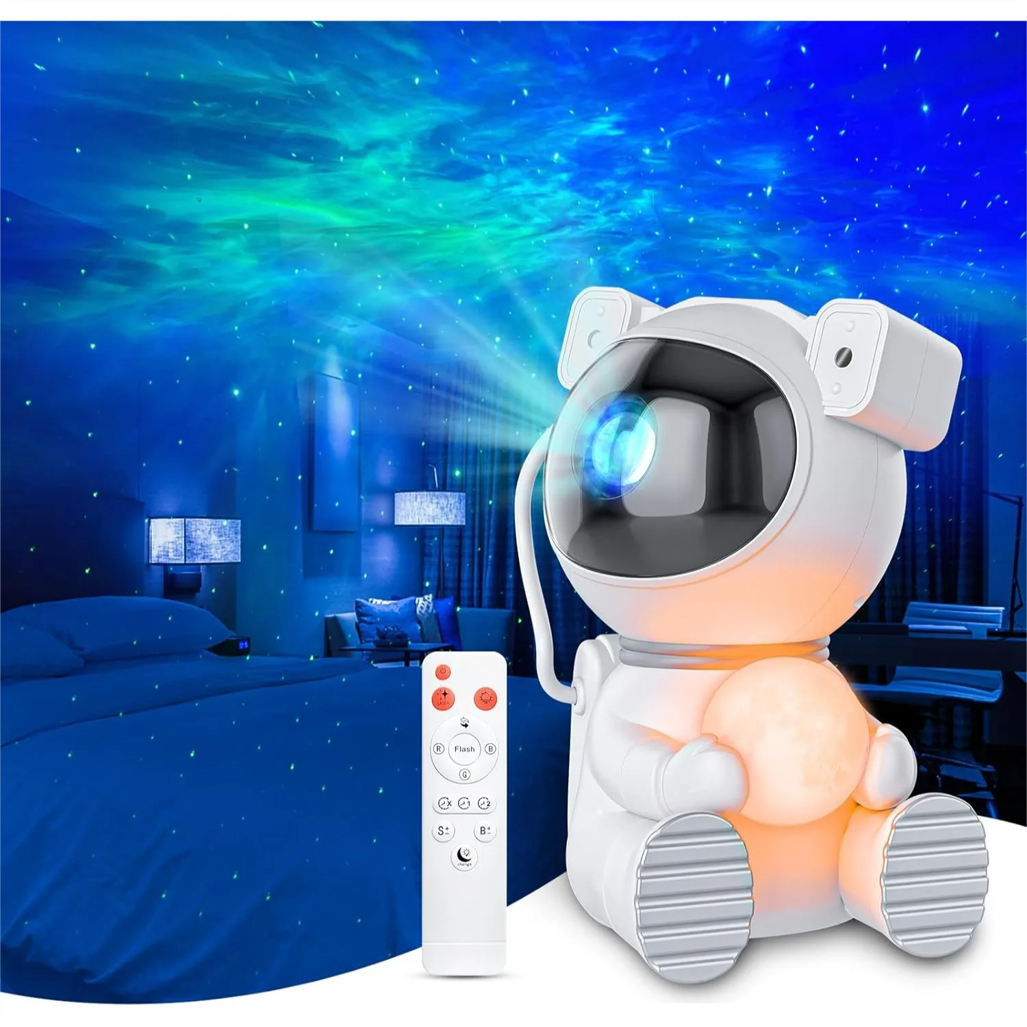 

Astronaut Galaxy Projector, Star Projector with Remote and Timer, Night Light with Moon Lamp for Kids Adults Room Decor