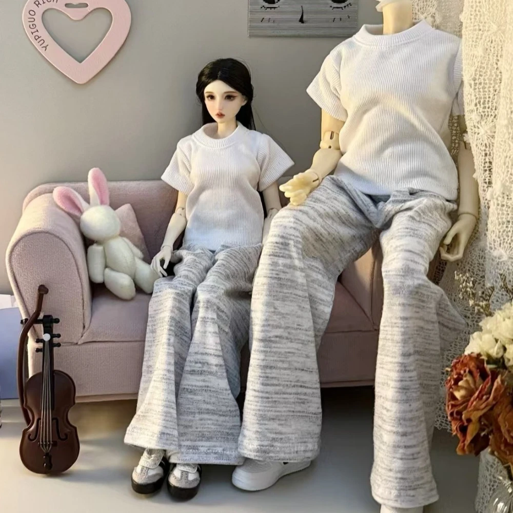 

1/3 1/4 1/6 кукольная одежда для куклы Bjd 60/45/30 см, повседневная одежда, белая футболка, длинные широкие брюки, нарядный подарок, игрушка для игрового дома