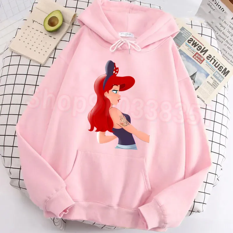 Women's Long Sleeve Sweatshirts Snow White Ariel Princess O Neck Autumn Kawaii Clothes Lovely 2024 Fashion Street High Quality