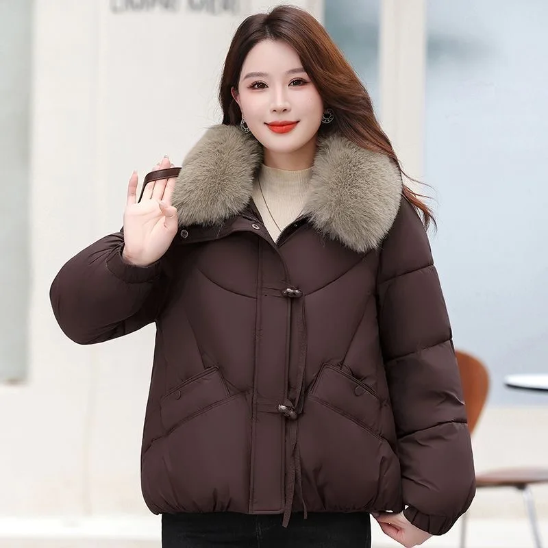 

Зимнее женское свободное пальто из хлопка с застежкой-молнией, корейская версия, обычное све, длинная молния, чистый цвет