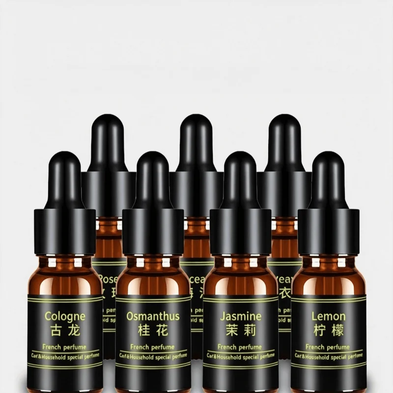 Car Air Freshener Essential Oil Refill Auto Perfume Diffuser Fragrance Dropper Bottle Long Lasting Scent Lemon Cologne Osmanthus