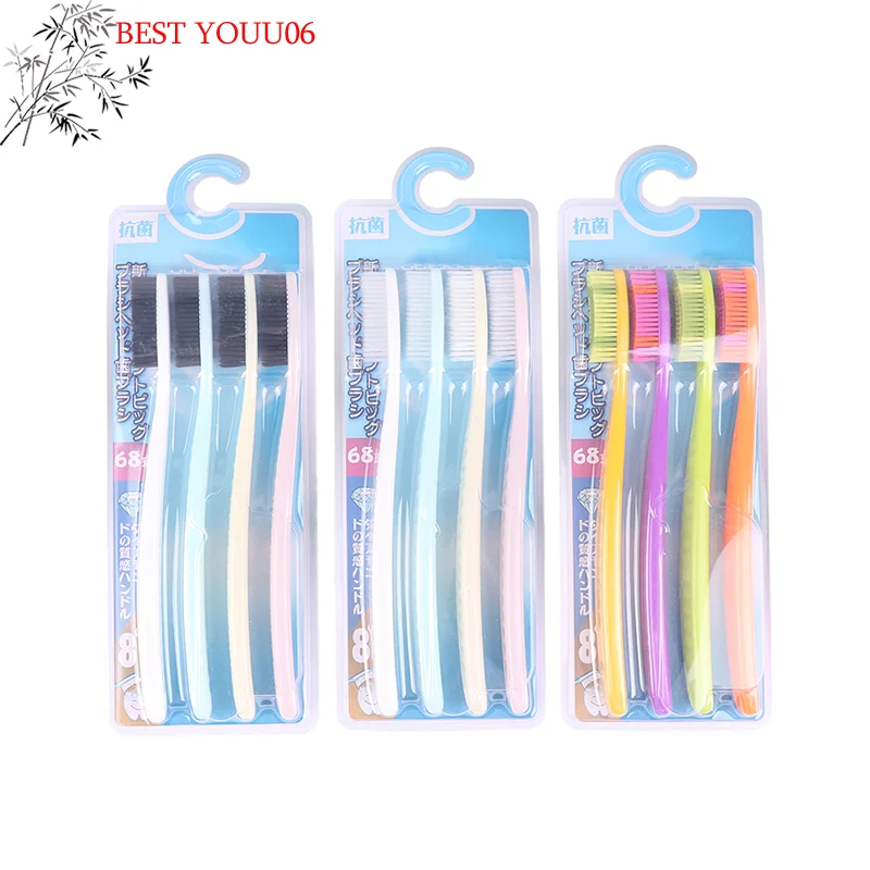 Hot 4Pcs Soft Long Head Adult Big Head Toothbrush Japanese And Korean Comfortable Teeth Super Soft Oral Cleaning Brush