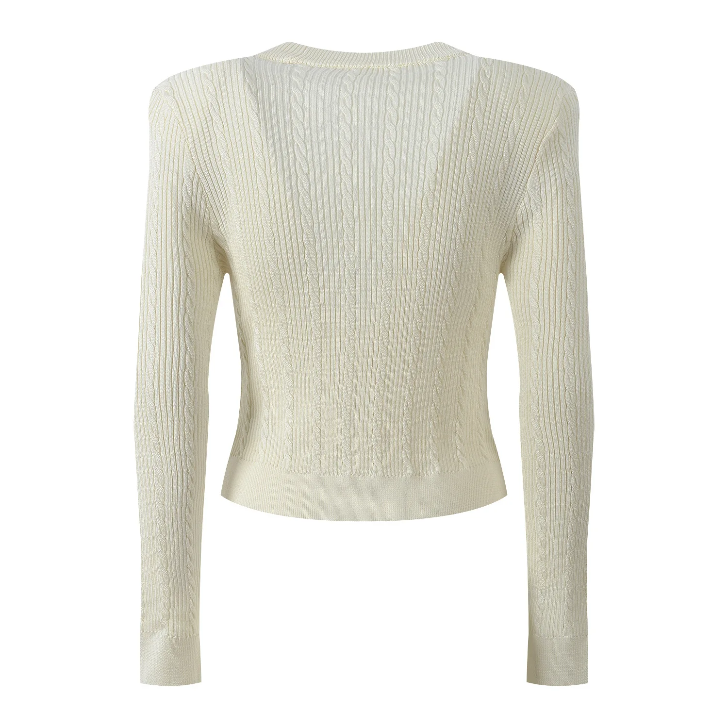 Slim Fit Malha Aberto Cardigan V Ne Metal Bule Design Ele Lady Sle Outono Inverno Nova Chegada Faionable Knitwear