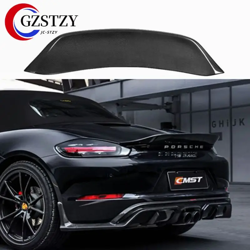 Car Styling Carbon Fiber Rear Trunk Spoiler Wing For Porsche Cayman 718 Spoiler 2016 2017 2018 2019 2020