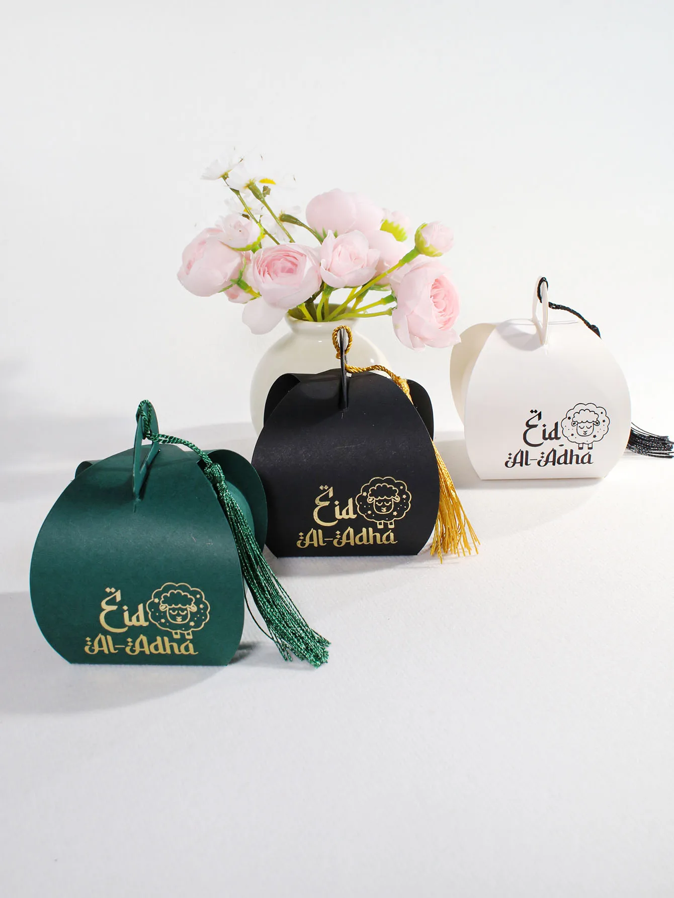 10 Stück Eid al Adha Geschenkbox, einzigartige Geschenkbox, süße Lammmuster-Quaste, exquisit und neuartig, Förderung von Feiertagesegenheiten