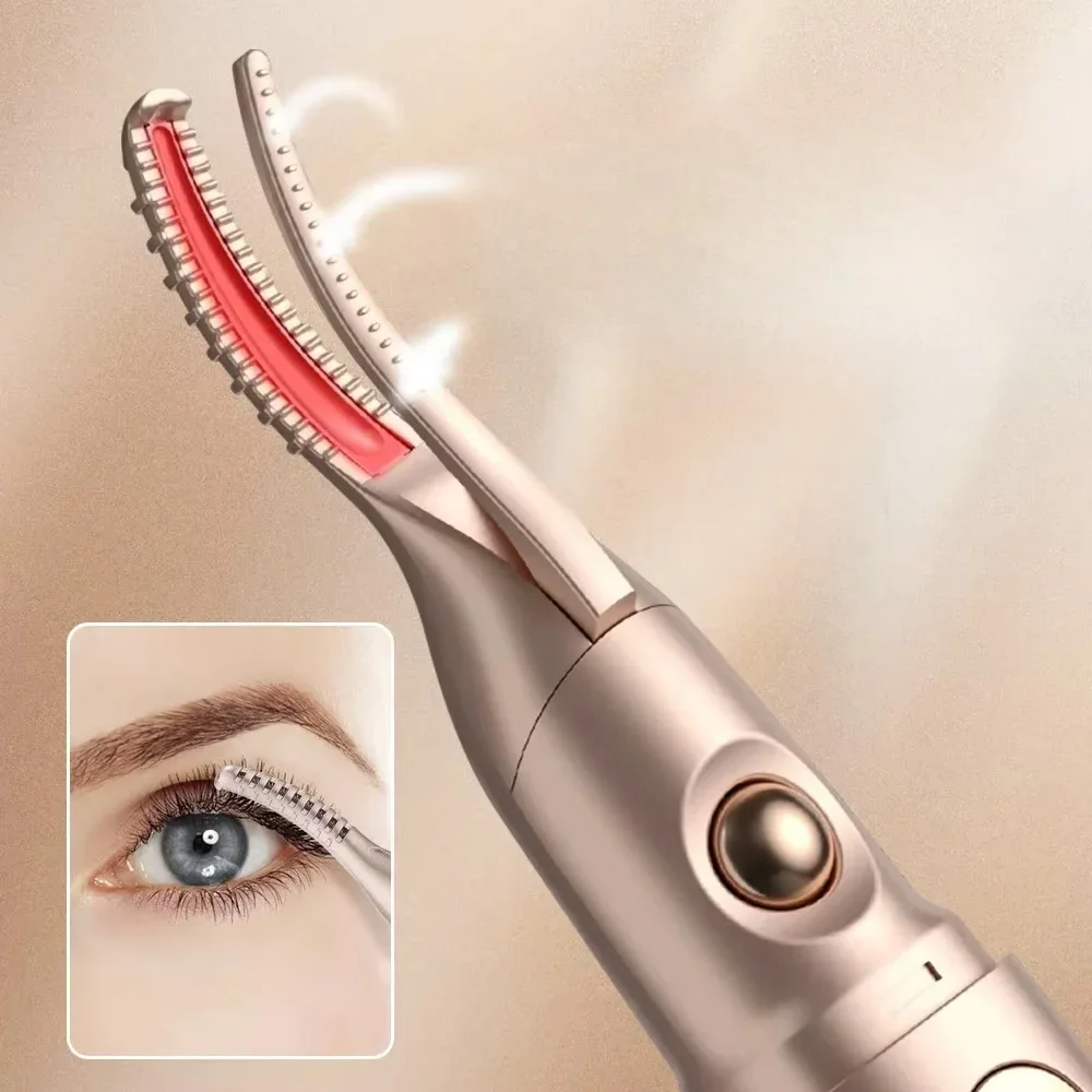 Piegaciglia elettrico portatile Rasoio sopracciglia USB ricaricabile 2-in-1 Multifunzionale riscaldato Ciglia Curling Make Up Tool
