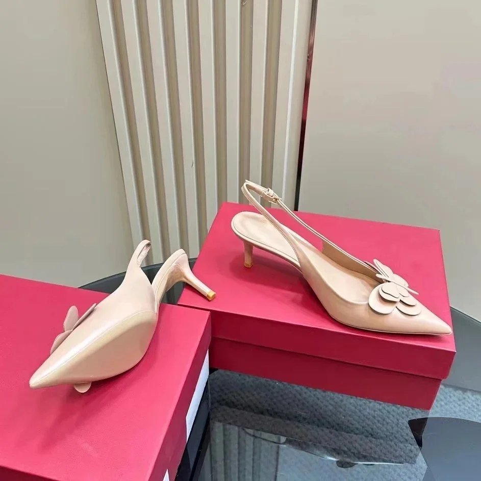 2026 JP GPBD Mixed Color Back Strap Pumps Sandals Shoes for Women Pointed Toe Heels Thin High Heels Wedding Shoes