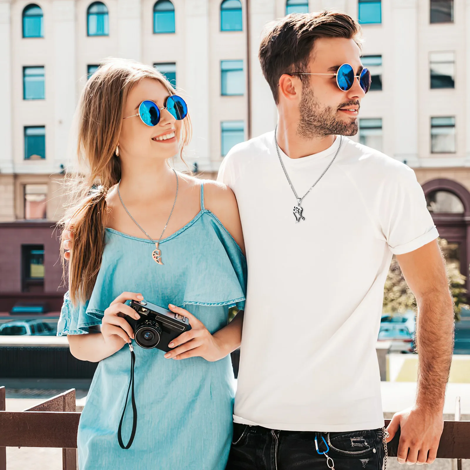 

Couples Necklace Stainless Steel Heart Design Matching Jewelry Boyfriend Girlfriend Gifts Valentine Present Popular Accessories