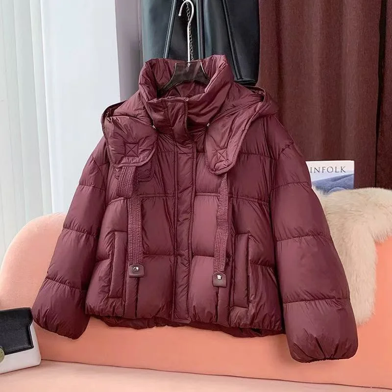 

2025 New Women Puffer Warm Parkas Autumn Winter Long Sleeve Female Casual Down Cotton Padded Jacket Short Hooded Outwear