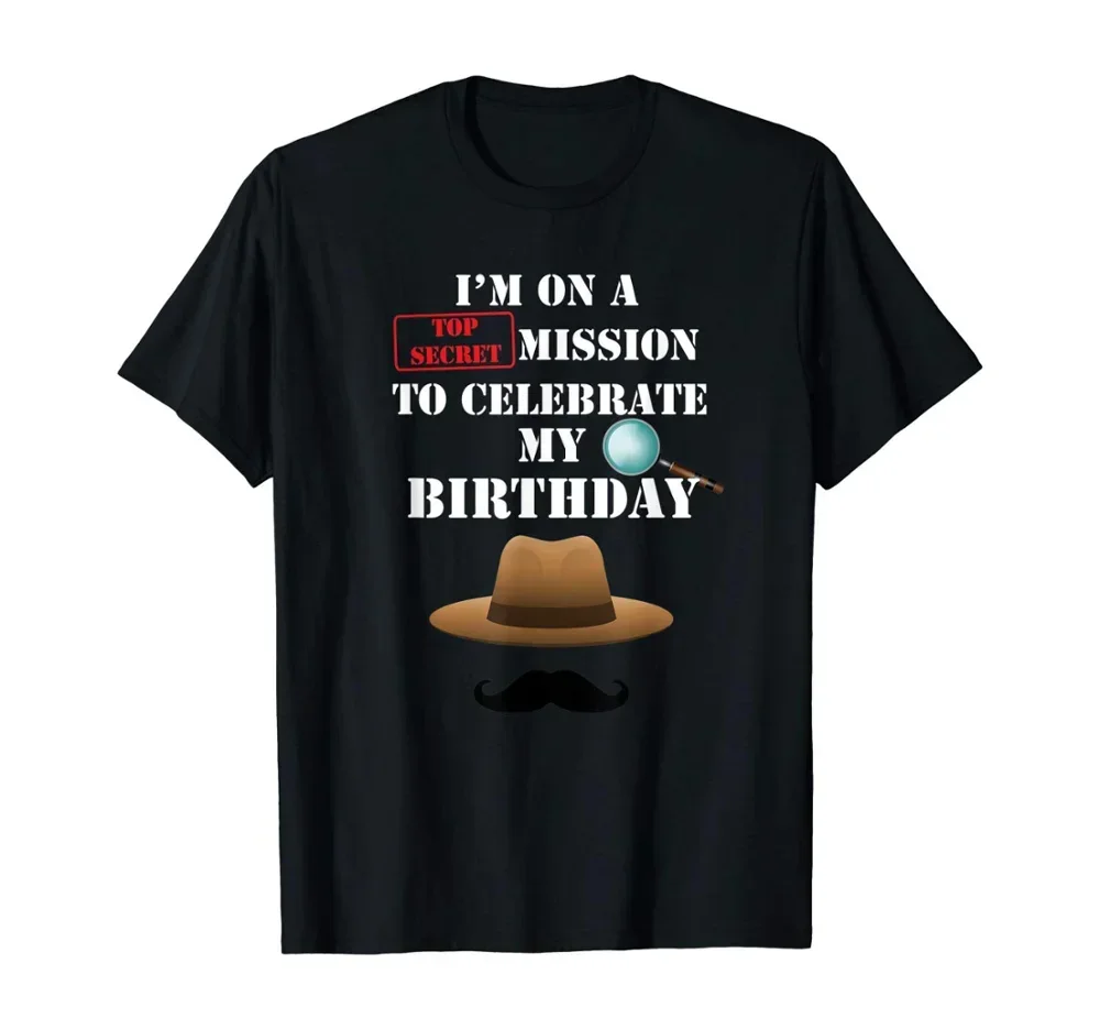 Secret Agent Spy Birthday Party Summer New Fashion 100% Cotton Short Printed Fitness Screen Printing T Shirts
