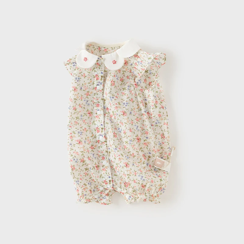 Dave Bella Baby Jumpsuit Newborn Creeper 2024 Summer New Girls Romper Casual Flying Sleeves Sweet Lovely Gentle Floral DB2240573