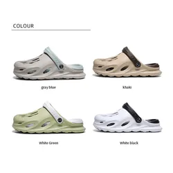 New Men's Fashion Beach Sandals Thick Sole Slipper Waterproof Anti-Slip Sandals Flip Flops Non-slip toe EVA hole shoes 01