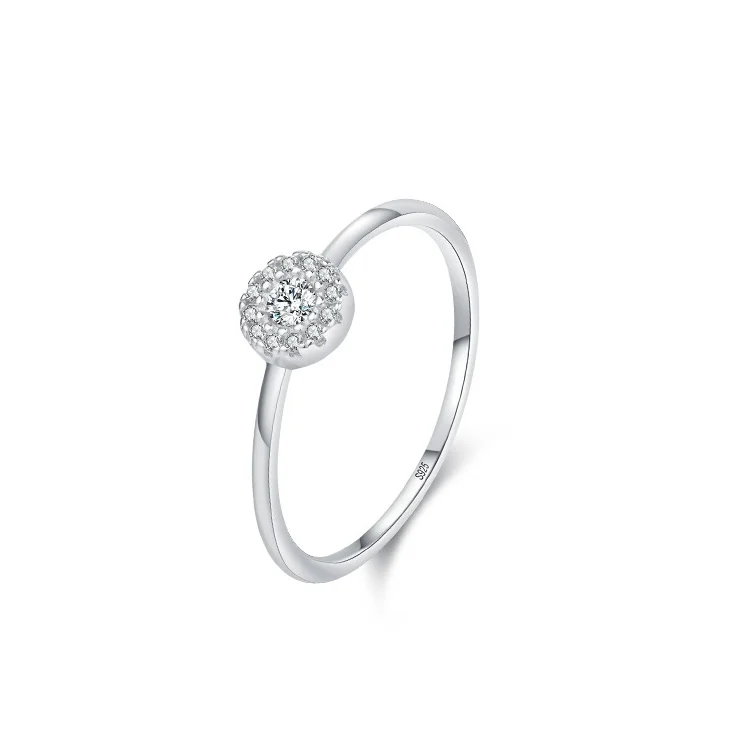 

Japanese Korean Fashion Light Luxury S925 Sterling Silver Simple Micro Diamond Female Ring