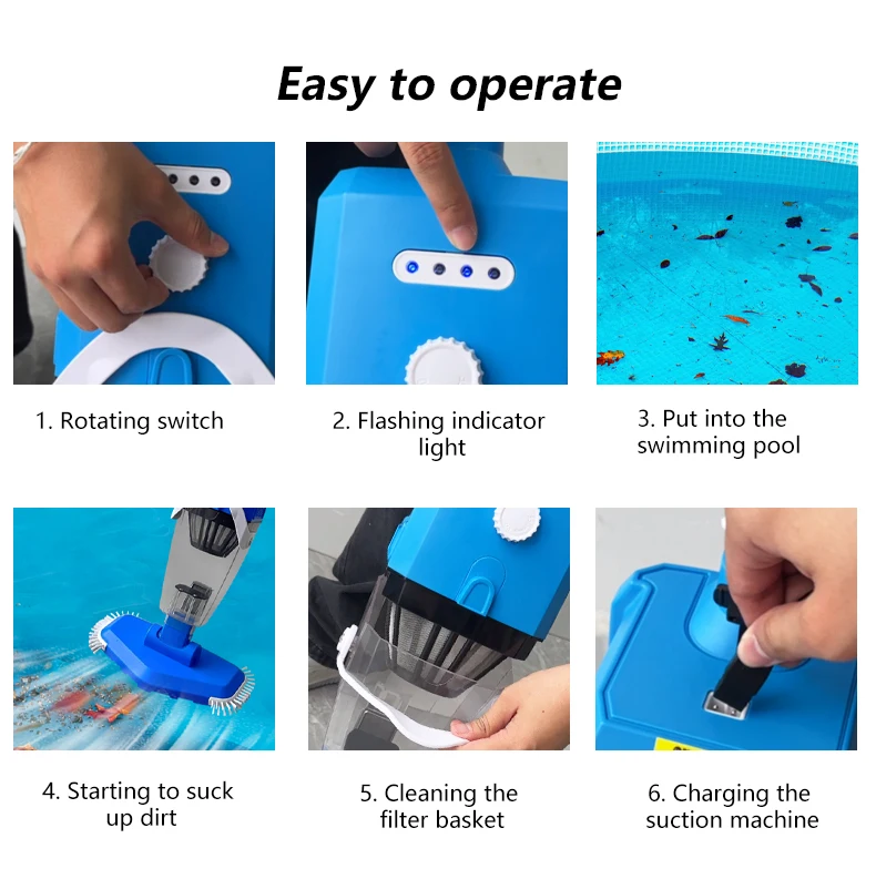 المحمولة المحمولة القابلة لإعادة الشحن تعمل بالبطارية حوض استحمام ساخن سبا بركة تنظيف أداة اللاسلكي الكهربائية التلقائي حمام سباحة