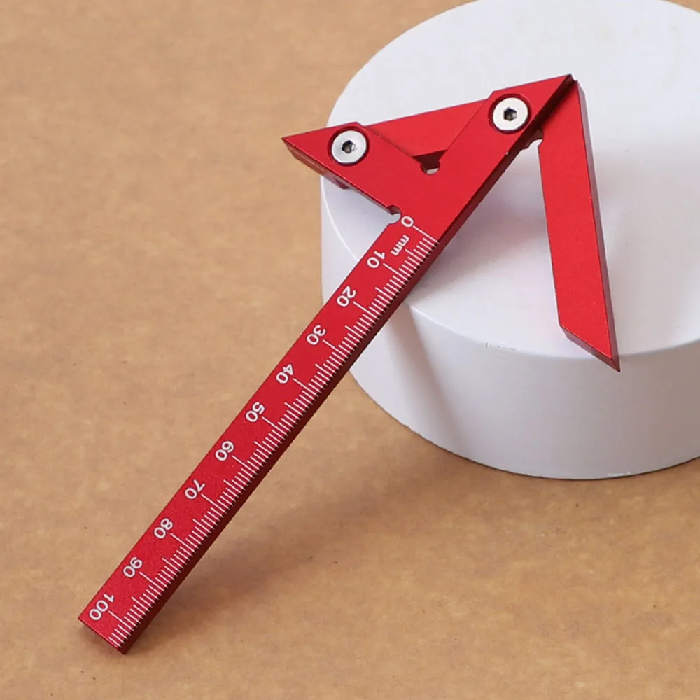 Center Finder Woodworking Square 45/90 Degree Right Angle Line Gauge Aluminum Precision Carpenter Ruler Measuring Scribe Tool