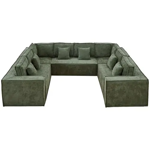 Italian buckle fabric sofa living room high-end atmosphere straight row three sofa