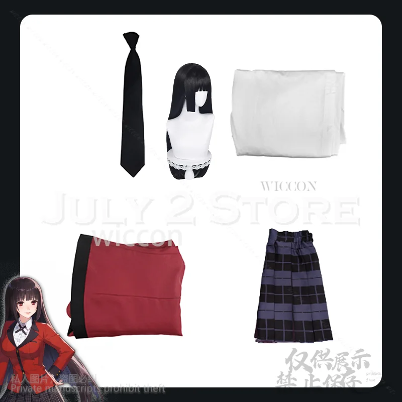 BETT Anime Live-Action Cosplay Yumeko Dress Coat Shirt Jirai Kei Girls  Japanese JK School Uniform Long Black Wig Cosplay Anime