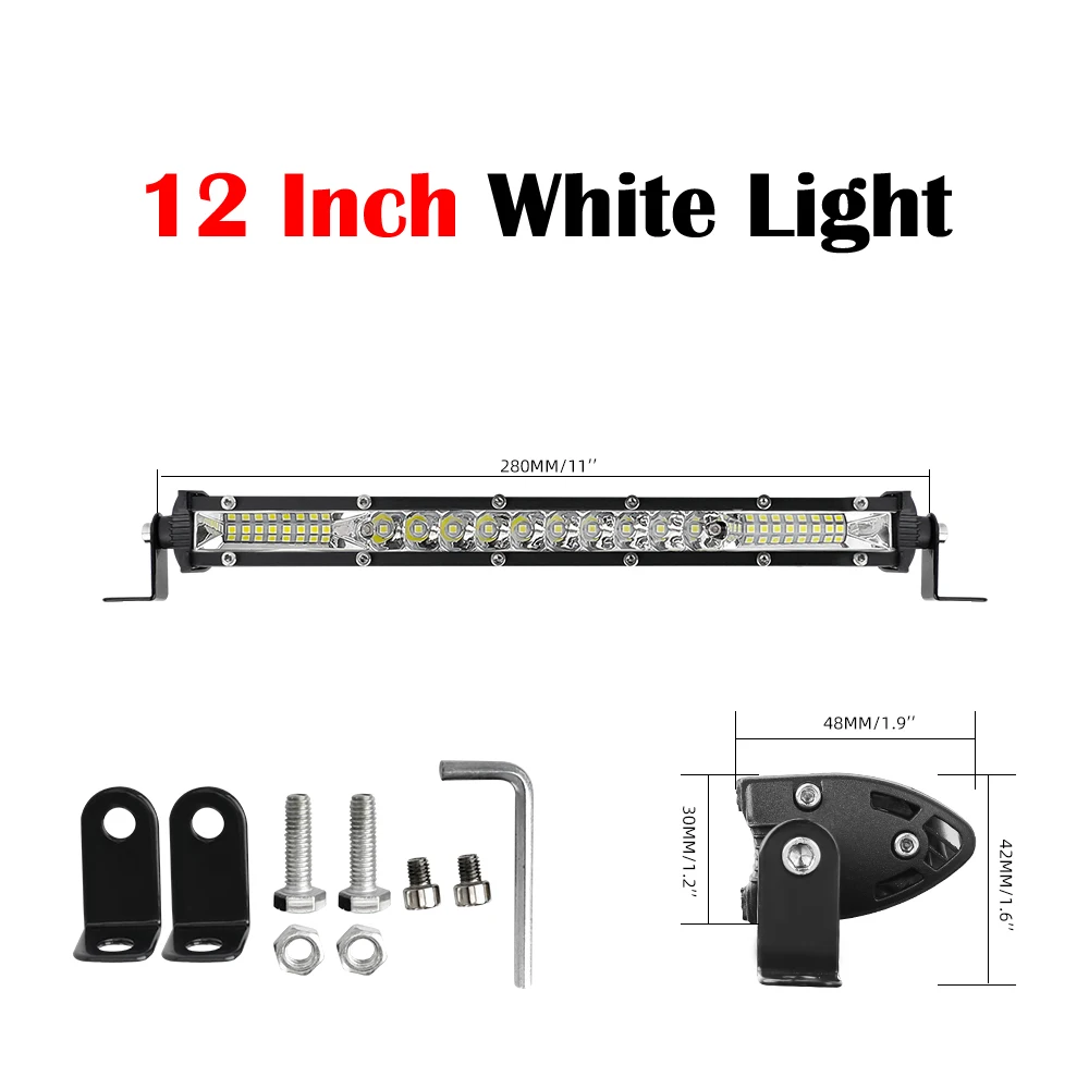Slim LED Light Bar Car 12 inch Spot Flood Combo Beam Barra Led For SUV 4X4 Off Road LED Work Lamp 12V 24V Auto Driving Light