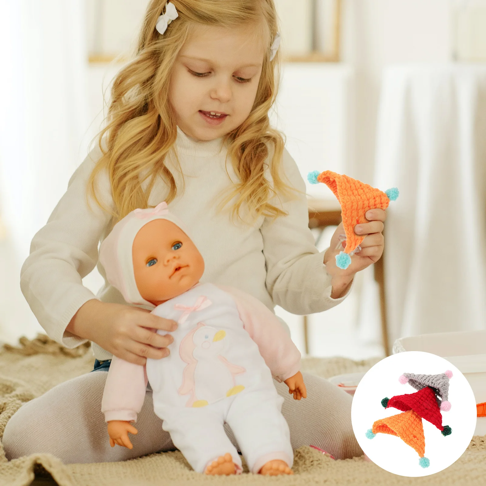 12 قطعة من القبعات الصغيرة المحبوكة يدويًا للحرف اليدوية: قبعات صغيرة من غزل الصوف الناعم لتزيين الحفلات ذاتية الصنع أفكار هدايا العيد