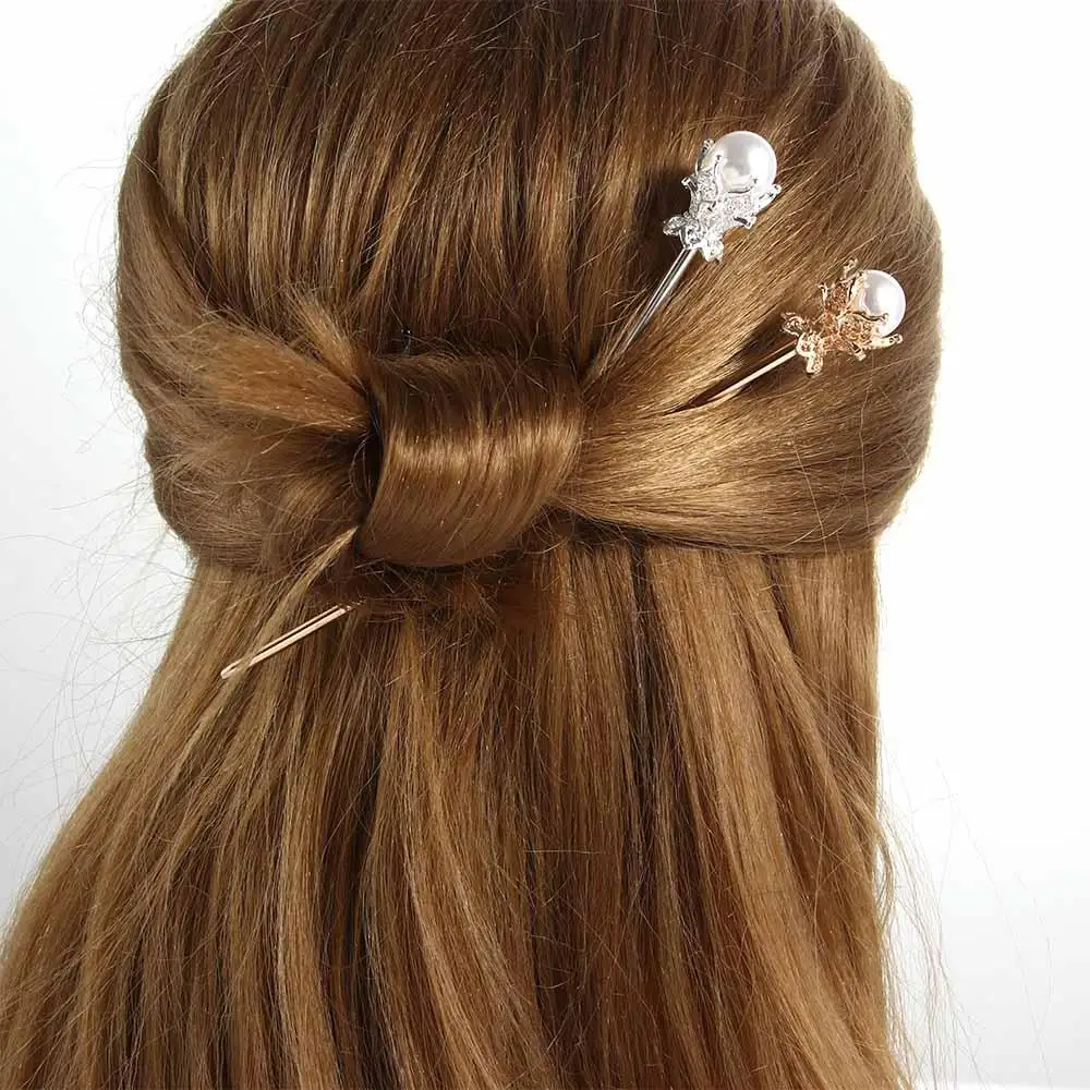 2021 New Fashion Chinese Style Headwear Pearl Gold Silver Color Hair Sticks Hairpin Hair Clip Hair Accessories