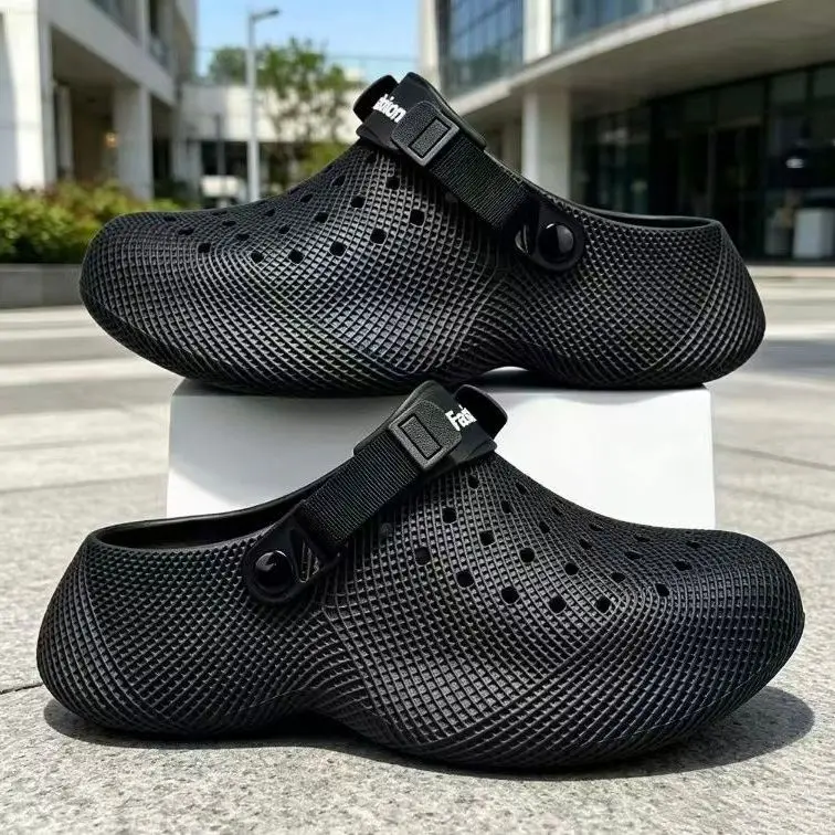 2026 New Men's Casual Shoes Breathable Versatile Thick Bottom Heightening Leisure Two-Way Wear Hole Hole Shoes Summer Trend