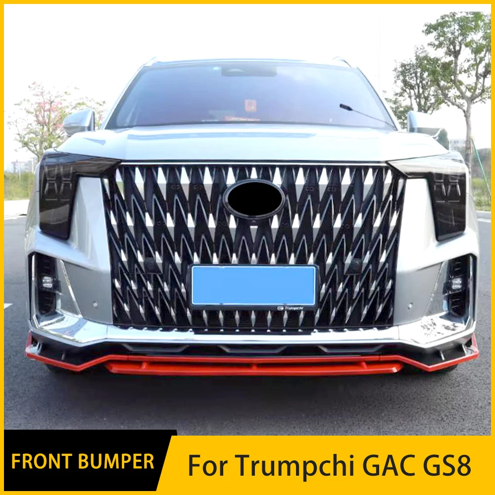 

For Trumpchi GAC GS8 2022+ ABS Black Carbon fiber Front Bumper Lip Body Kit Spoiler Cover Trim 4PCS High Quality Car Accessories