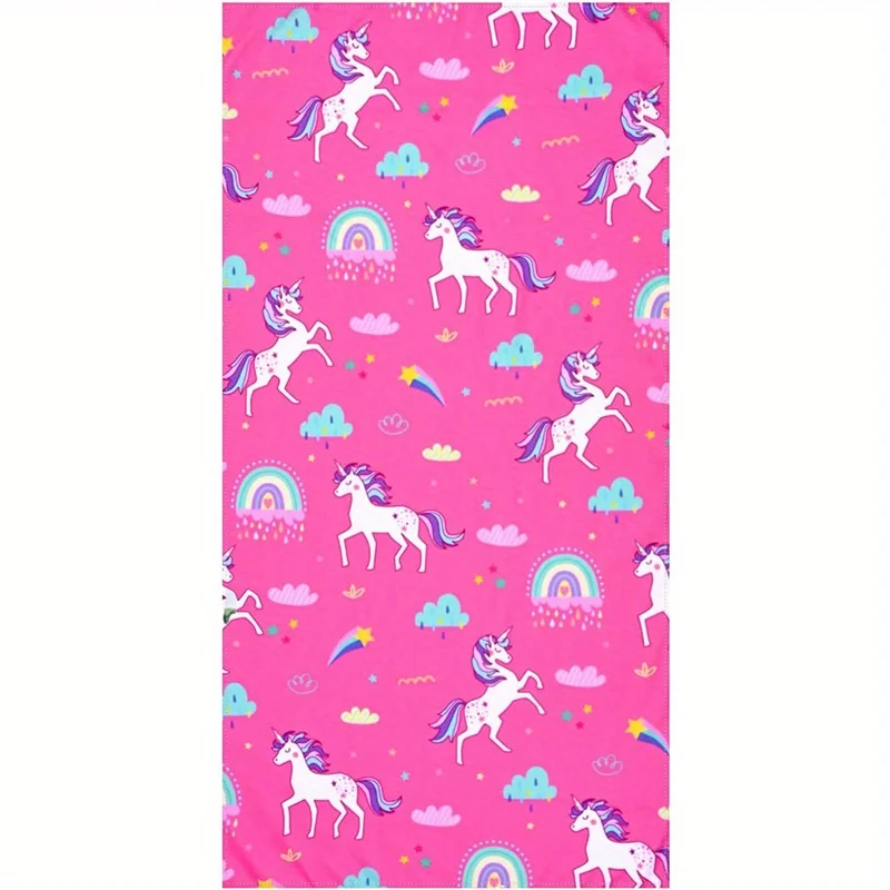 Beach Towel Unicorn Printed Pattern Sun Protection Windproof Suitable For Swimming Pool Camping Travel Blanket