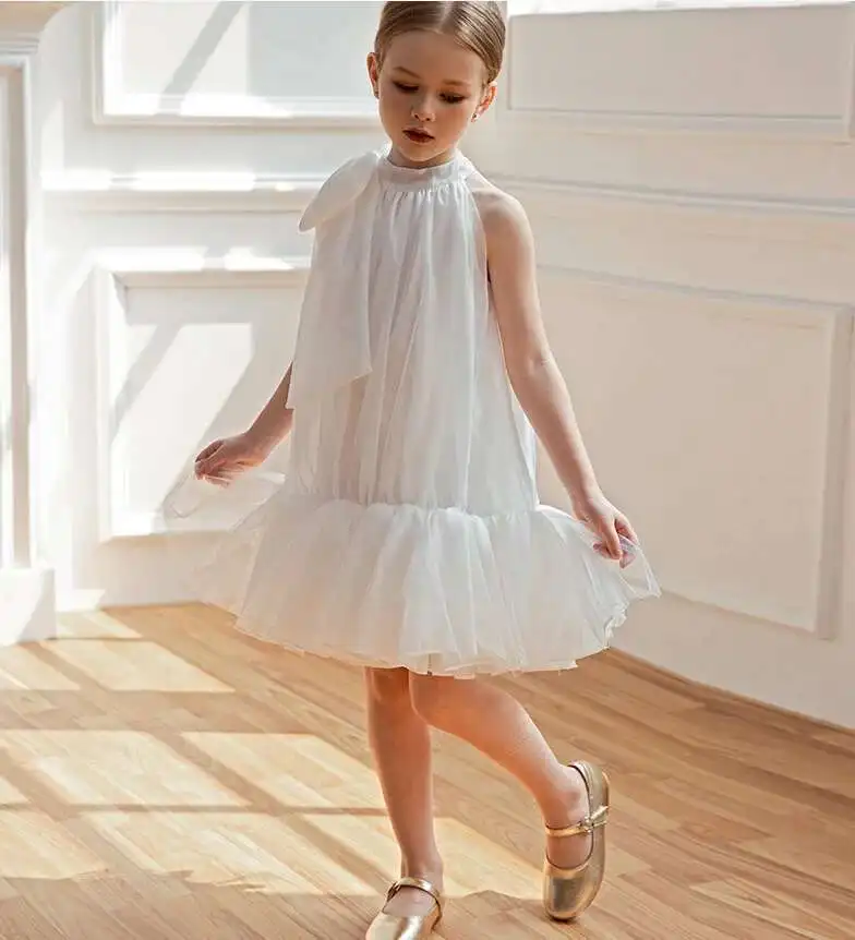 

Retail New Baby Girls Boutique Fairy White Wer Dress, Princess Kids Sweet Dress 3-7T