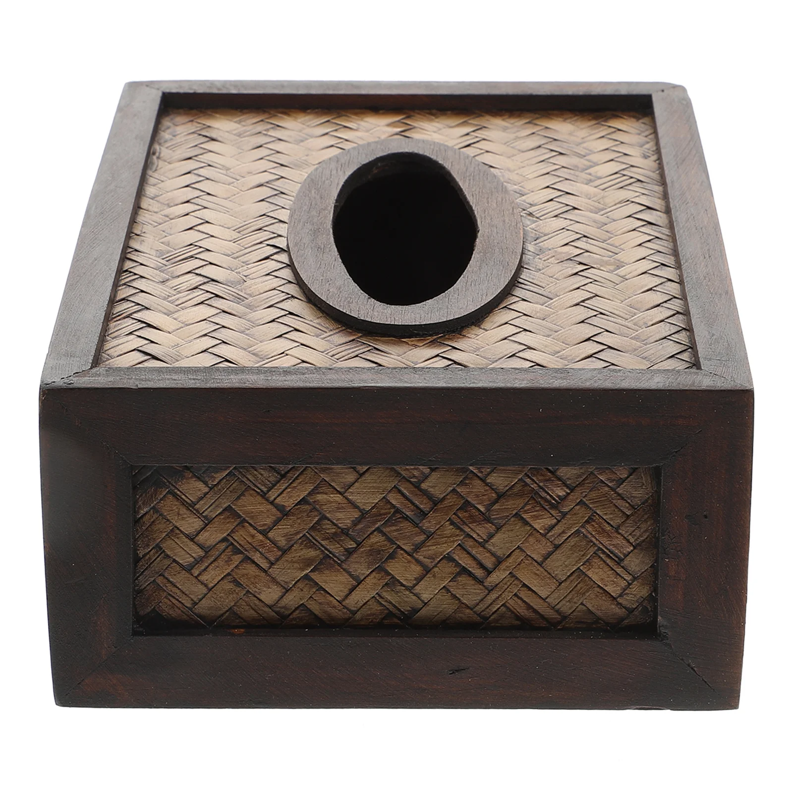 

1Pcs Rattan Woven Tissue Box Premium Wood Material Rustic Retro Design for Home Hotel Living Room Decorative Tissue Storage