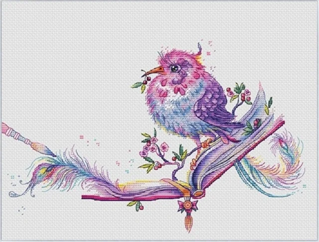 Magic Books and Colored Birds Cross stitch Handmade 14CT Counted Canvas DIY,Cross-stitch kits,Embroidery