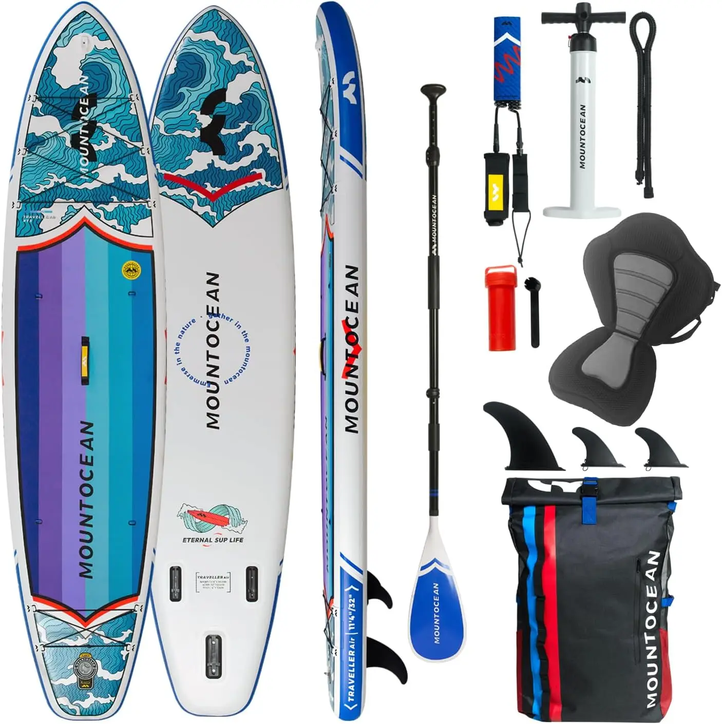 Paddle Board with Kayak Seat, Premium Paddle Board Accessories, Non-Slip Comfort Deck, Dual Bungees, Camera Mou